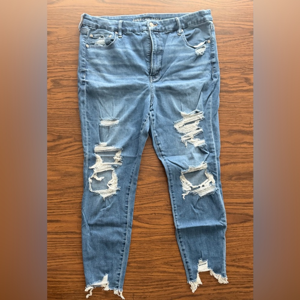 American Eagle Outfitters Light Blue Ripped Skinny Jeans
